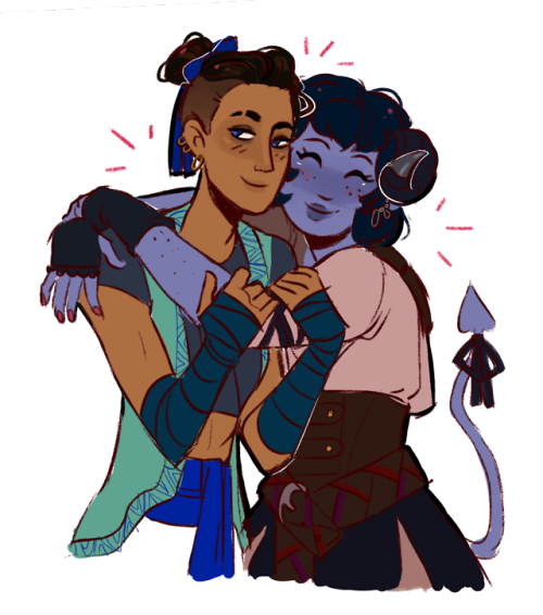 bisexualmollymauk: bonsquiggle: Besties [id: fanart of beau and jester hugging. jester has her arms 