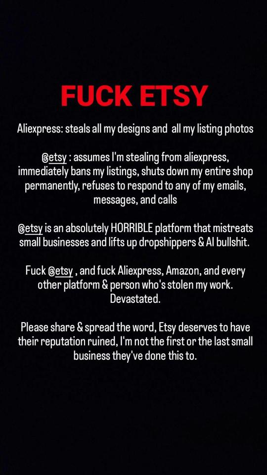 Fuck @etsy !! Please Share And Spread The Word Of How Etsy Fucks Over Small Business Owners, They Deserve