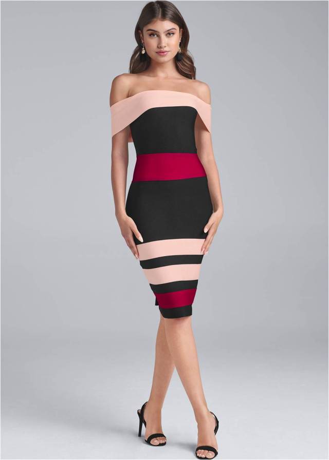 BANDAGE COLOR BLOCK DRESS