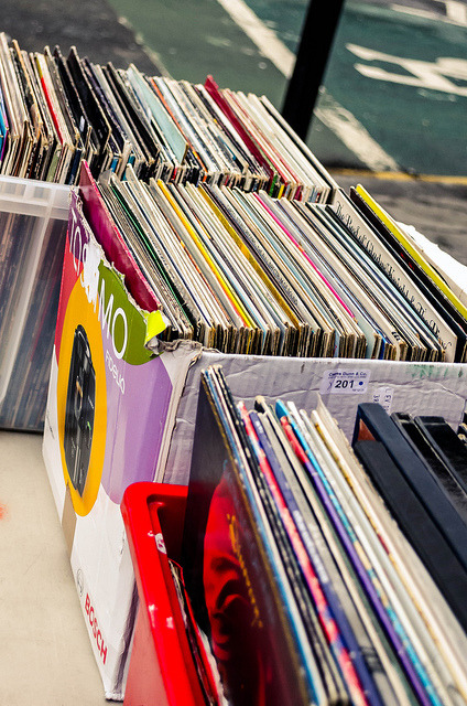 planetmead:  Manchester Urban Portrait - Vinyl on Flickr. This image really represents Oxford Road for me, there are always stalls selling all sorts of second hand items. Vinyl being retro really give that feel for me. I really like the colours, the lines