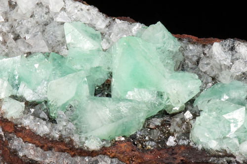 Adamite with Calcite - Ojuela Mine, Mapimi, Durango, Mexico