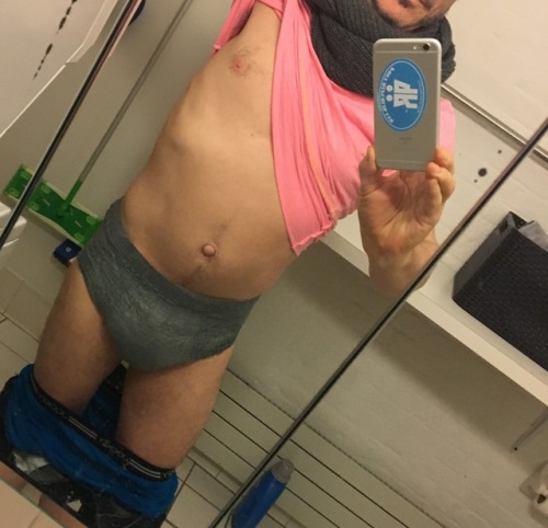 wetscruff:Don’t know if it’s more humiliating to be in a diaper or using a pee bag .  Lucky it’s alm