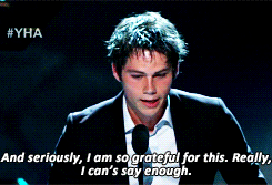ouiladybug:  Dylan O’Brien accepting Breakthrough Actor at the 2014 Young Hollywood Awards  I 