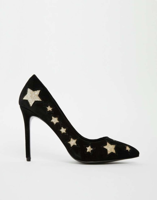High Heels Blog KG by Kurt Geiger Bailey Stars Black Suede Heeled Shoes via Tumblr