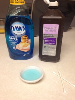 thecelsaga:  nutcasecaptain:  For those of you getting ready for con season (ahem, Kamicon), here’s an easy way to remove old makeup stains! Mix a bit of blue dish soap and peroxide together and scrub the stained area with it.  OMG YES 
