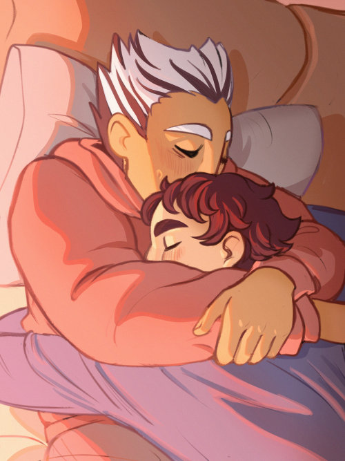 biankatdraws:My brand is boys snuggling, here’s the bokuaka version that I really like!