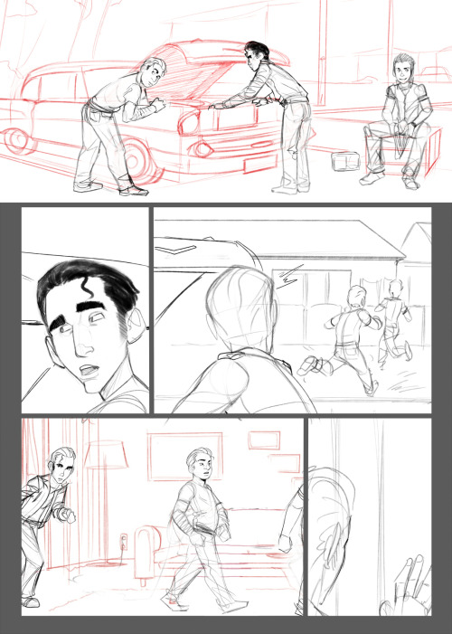 incaseart:    Since the end of “The Mess2″ I’ve been working on the new colored comic.. Can’t call this one short, since it’s going to be 18 pages.    It’s about a perfect american housewife in the 50’s who asks three young fellas to help