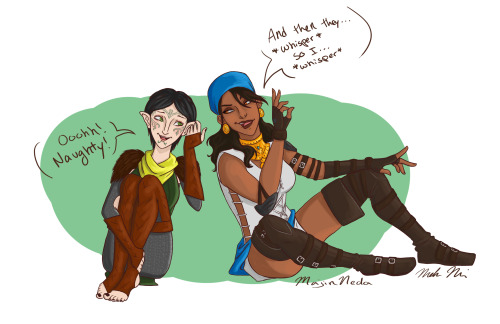 majinneda:  Their relationship is so beautiful, I just had to draw something cute of them. Isabela is such a good friend/big sister to Merrill. (Please enlarge to see more clearly!)