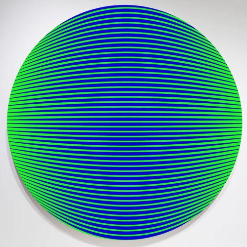 Liquid Mirrored Blue Green Orb Acrylic on Canvas 60 inch Diameter 2021 #JohnZoller #artcommission #p