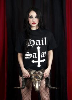 necrosion:  Dani Divine wearing Ave Satanas Clothing