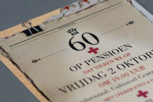 Beautiful vintage style 60th Birthday invitation for Maarten Deckers&rsquo;s grandma, from Belgi