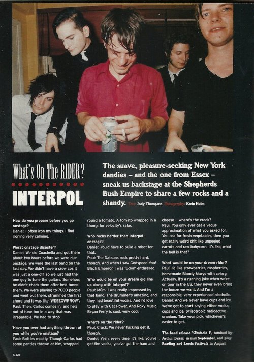 corporatemagsstillsuck:  Interpol- X-Ray Magazine- 2003
