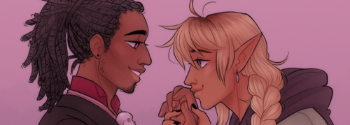 taz-ids: harveychan: got emotional about taakitz today [ID] A full color drawing of Taako and Kravit