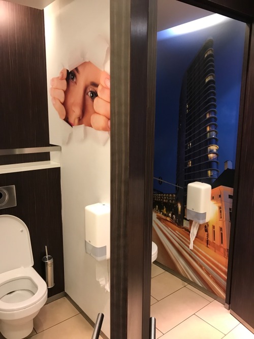 2theloo restrooms at a highway gas station in holland.