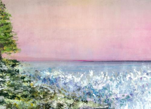 Ice Heave#iceheave #landscapepainting #modernart #modernexpressionism #pinksky #bluewater #lakemichi