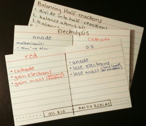 11/15/15 [7:01 Pm] - Chemistry Flash Cards! Electrochem And Redox Are Complicated But Interesting