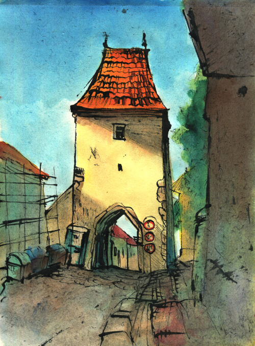 chechula:I spend few days with friends, pleinair drawing town of Kouřim ♥ (it is town that ha