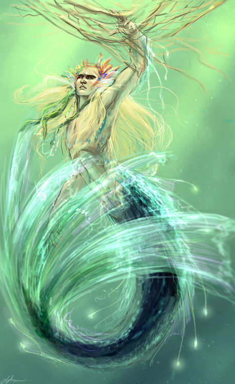 coopsgirl:suzannart:  Thranduil, the pretty sea-king, caught in a net  What a fun idea to make him a