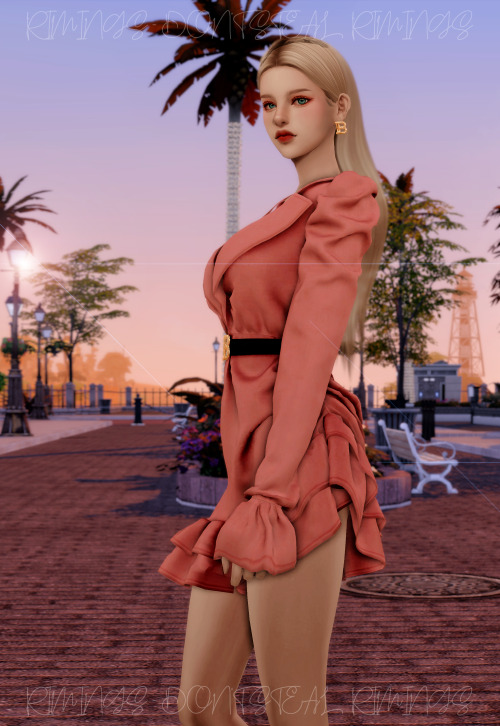 [RIMINGS] Balmain Unbalance Check Dress & Balmain Bold Earring- DRESS / EARRING- NEW MESH- ALL L