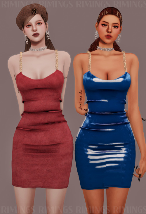 [RIMINGS] CHANEL Chain Earring &amp; Necklace &amp; Chain Strap Tight Dress - DRESS 2 / EARR