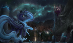 D00Mf1Sh: I’m Tired, Have A Luna Showing Off Her Pretty Night Sky.