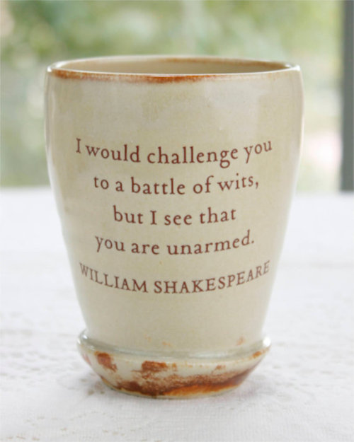 geekymerch:Ceramic Shakespeare mugs by Taos Gargirl on Etsy.
