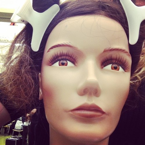 Baldie McGee getting her hair did #cosmetologyschool #aveda #mannequin