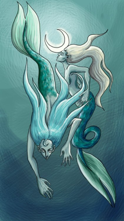 dragonflykassy:I’m Kassiopeya and I love drawing the mermaidsCome seek us where our voices sound, We