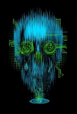 Fuckyeahcyber-Punk:  Virtual Distortion By Naked Monkey - Found Here:  Http://Displate.com/Displate/38945/Prints-On-Steel-Abstract-Skull-Digital-Circuit-Art-Lights-Black-Horror-Distortion-Dark-Green-Computer-Virtual-Cool-Binary