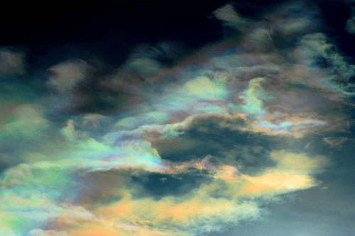 a-night-in-wonderland: cloud iridescence - caused as light diffracts through tiny ice crystals 