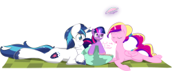 kryptchildart:  Pay what you want commission for SlayerBVC.  Shining, Filly Twilight, and Cadence enjoying a watermellon.  X3