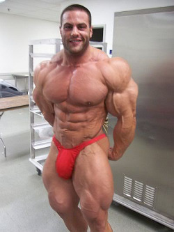 Handsome man with massive amounts of muscles