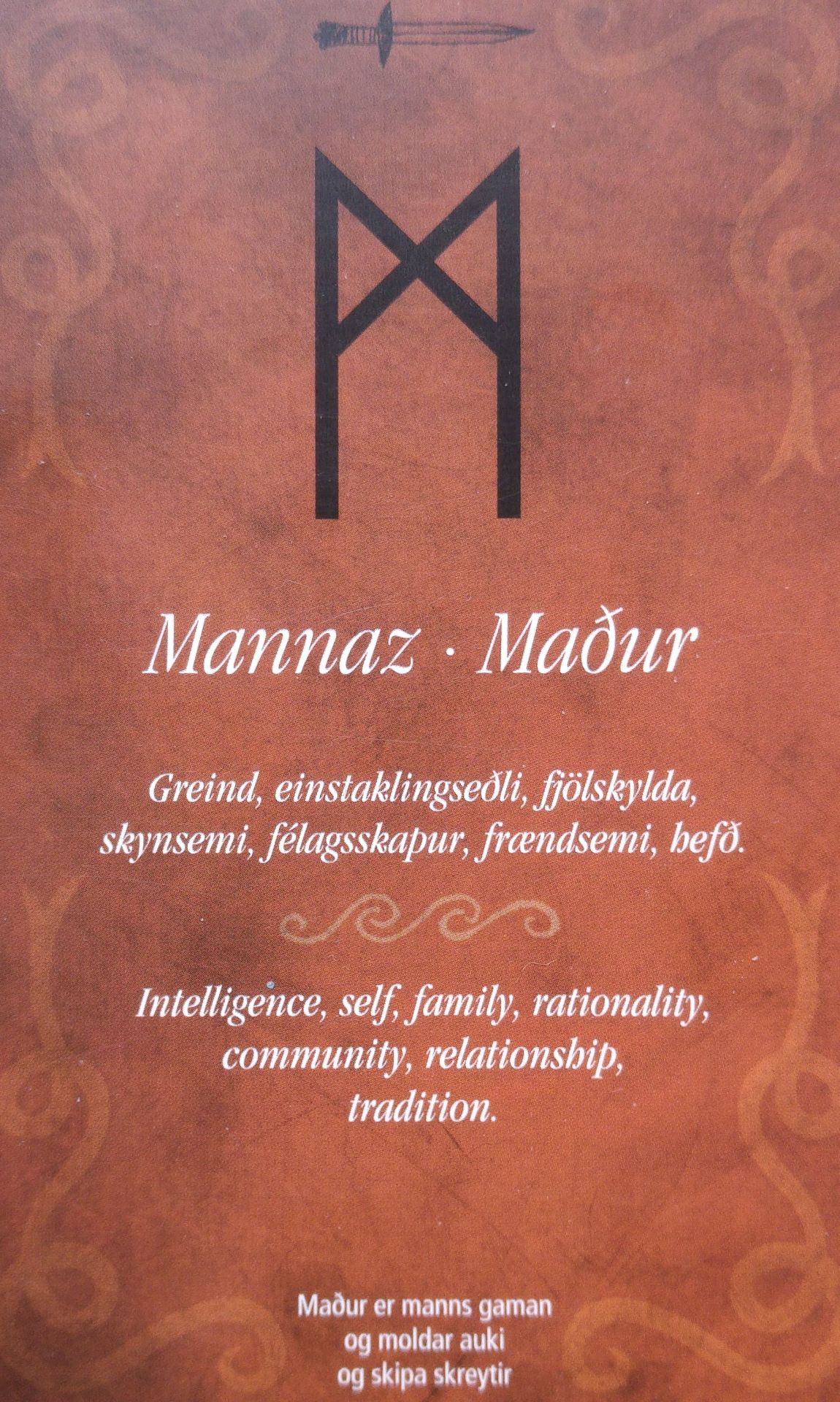 Viking Runes Elder Futhark M Mannaz Man Bronze Bookmark