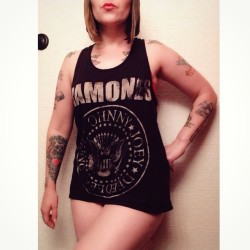 mizzjade:  amoonlessmidnight:  My usual oversized band tank and boy shorts to bed are a little somber tonight. All the originals are Gabba Gabba Gone. Kick ass in rock n roll heaven Tommy. Going to go watch some Rock n Roll High School and maybe cry about