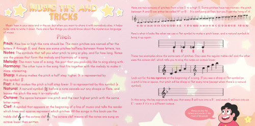 kayladrawsthings:  Another Steven Universe book I designed! This one is still upcoming, so this is a bit of a sneak preview of the inside ;). It has sheet music for most of the songs from Season 1 of Steven Universe, along with notes and tricks to help