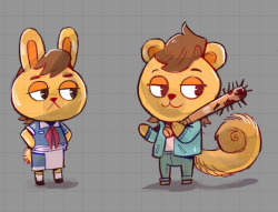 charmophron:steddie kiss gamble doodles + villager bat!eddie with some villager steve animal variations