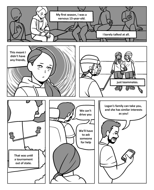 my final for my writing class last semester, a graphic memoir about my experience playing hockey ins