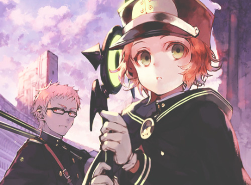 hiiragi-mahiiru: Owari no Seraph color chapter cover pages ch. 1-13Ch. 14-34