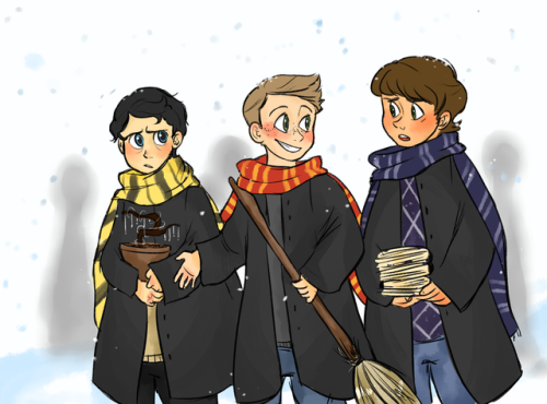 elicedraws: “Cas said he’ll help me with potion’s homeworks, Sam!”“Yeah, help means he’ll do them fo