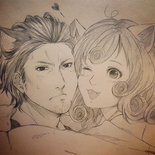 my-cooma:  So I saw the Nekogami’s April Fool preview and I cant. Also I present you the fanservice of Bishamon and Kazuma being…just Kazuma. It’s also supposed to be in color but I got lazy OTL