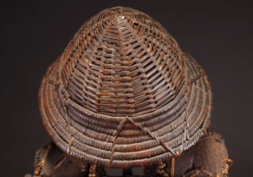 Armour and Helmet SetYami peoples of Orchid Island, TaiwanRattan and fish leather32" tall by 17