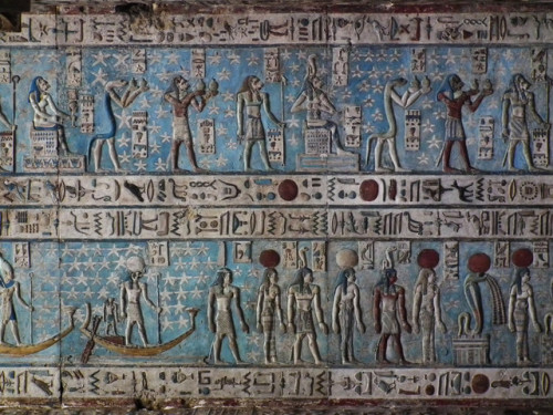 grandegyptianmuseum:Ceiling of the Temple of HathorThe ceiling of the Temple of Hathor at Dendera, d