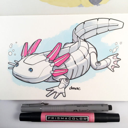 darrencalvert: “Axolotlbots, roll out!”Pen and marker