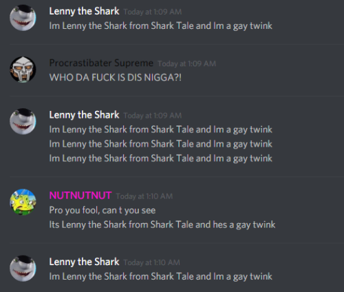 candyredterezii:@gavinsnose discord server refused to accept Lenny from Shark Tales was gay so i had