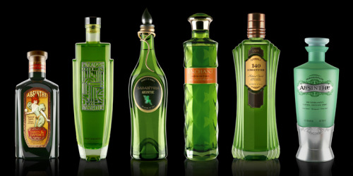 gothiccharmschool:lochnesie: weirdunicorn: Absinthe bottles, preparing a drink and Absinthe spoons k