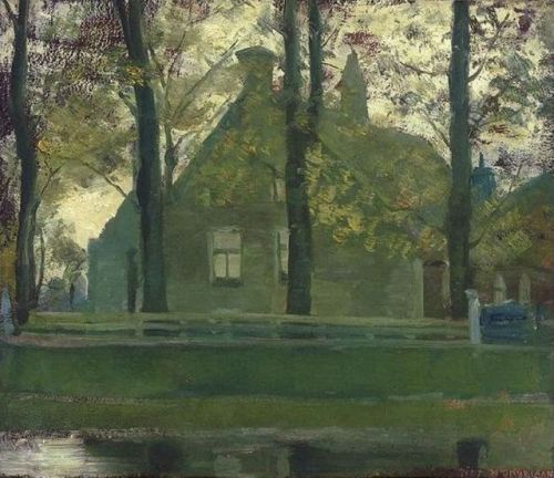 wetreesinart:Piet Mondrian (Dutch, 1872-1944), Façade of Maria’s Hoeve Farm Building on the Gein, 19