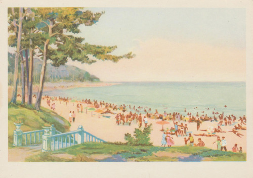 Riga seaside (Latvia). Postcard by A. Pletnyov (1961).