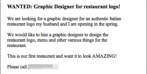 thestigsmexicancousin:  A graphic designer answers an ad that a couple posted for their new restaurant. 