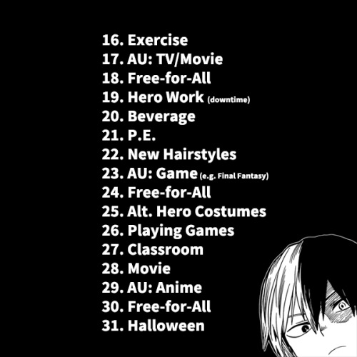 bunkitz:  It’s October in an hour, which means it’s Inktober once again! This year, I’m gonna be doing TodoMomo all month long with my own prompts. Some friends asked about it and wanted to give it a go too, so I thought I’d share it elsewhere
