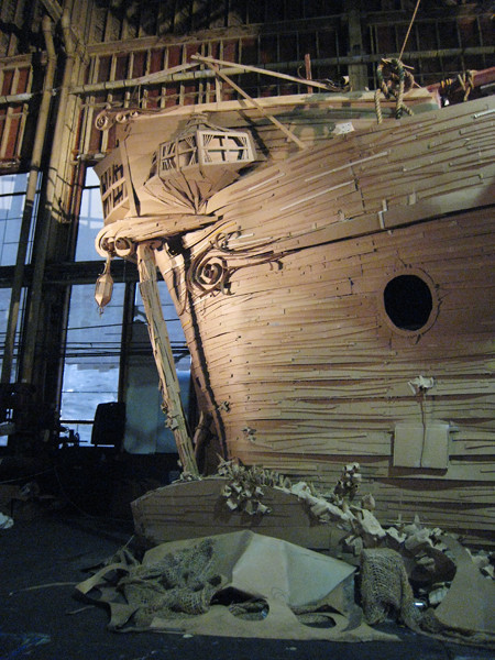 sixpenceee:  Full size ghost ship made out of cardboard (Source) 